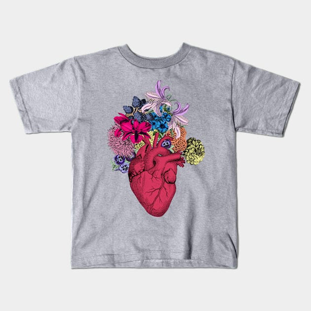 Hearts And Flowers Kids T-Shirt by TheGrinningSkull